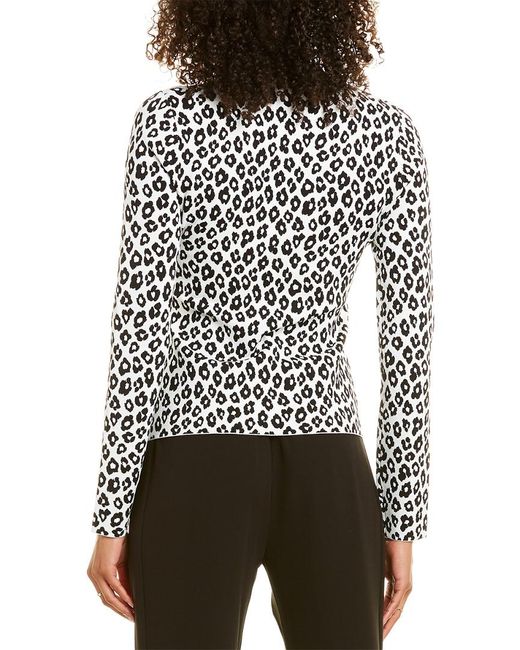 Theory Leopard Cardigan in White - Lyst