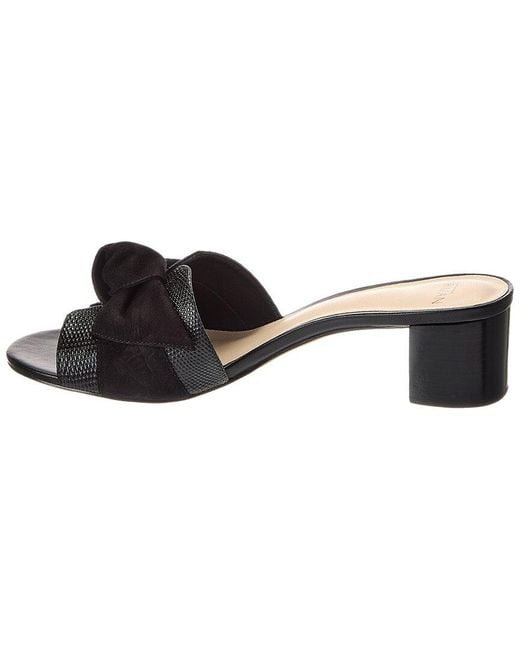 Alexandre Birman Black Maxi Clarita Block 45 Embossed Leather & Suede Sandal