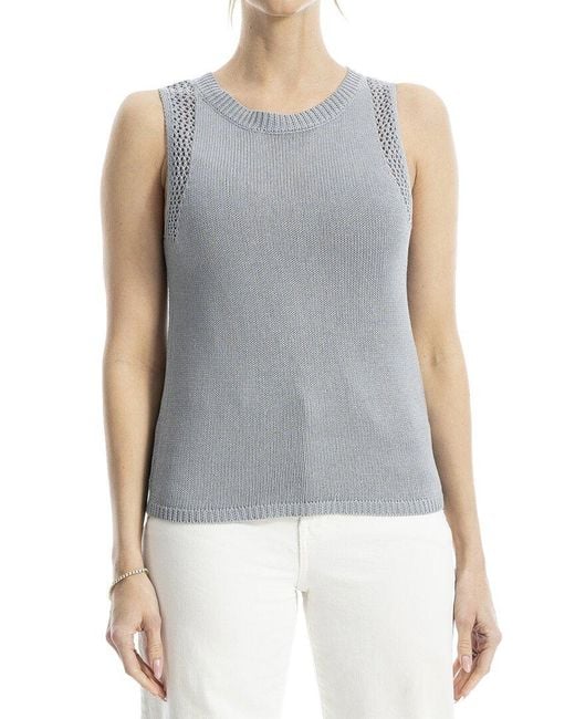 Max Studio Blue Linen-Blend Sweater Top