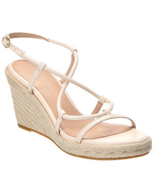 Stuart Weitzman White Nilla Espadrille Leather Wedge Sandal