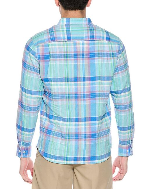 Tommy Bahama Blue Barbados Breeze Villa Check Linen-Blend Shirt for men