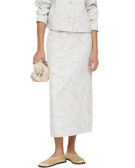 Lafayette 148 New York White Straight Midi Skirt