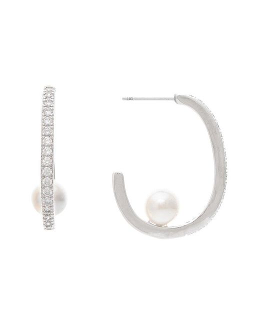 Rivka Friedman White Rhodium Plated Cz Earrings