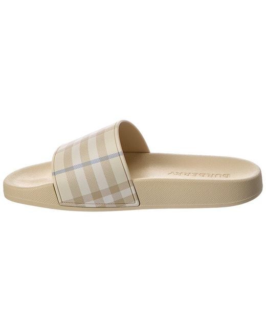 Burberry White Furley Check Slide