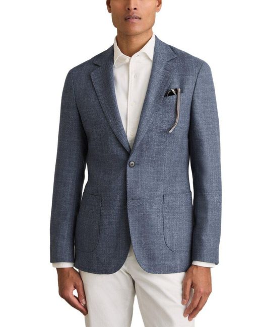 Reiss Blue Stack Wool-Blend Formal Jacket for men