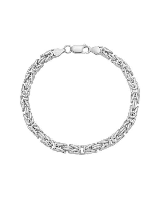 Italian Silver Metallic Italian 4.8Mm Square Byzantine Chain Bracelet