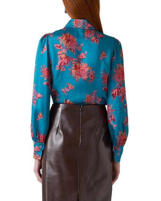 L.K.Bennett Blue Sonya Woven Top