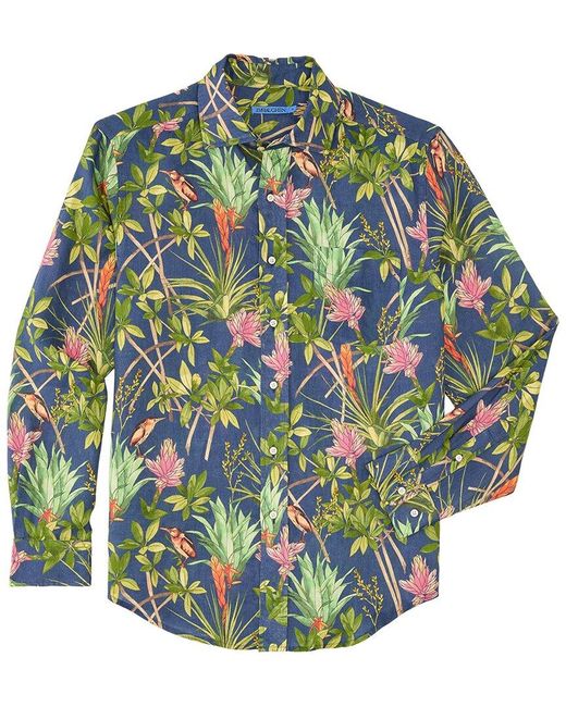 J.McLaughlin Green Gramercy Woven Shirt for men