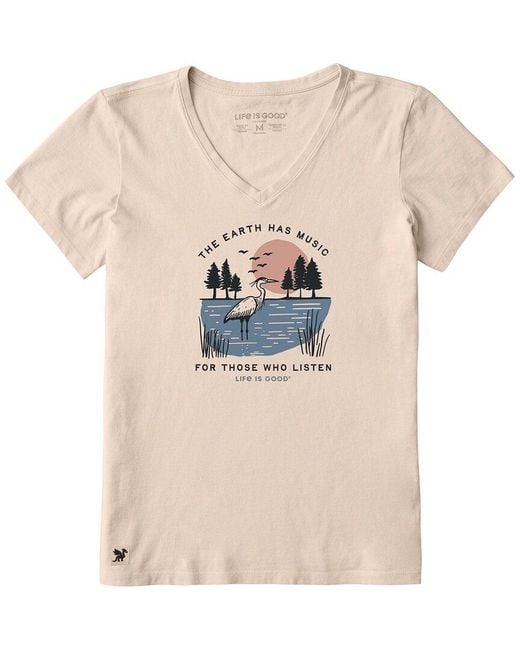 Life Is Good. Natural Crusher V-Neck T-Shirt