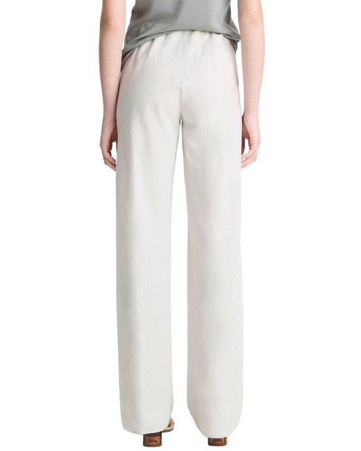 Vince White Linen-Blend High Waist Cotton Bias Pant