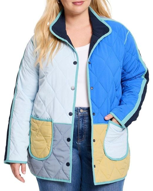 NIC+ZOE Blue Nic + Zoe Mixed Up Quilted Coat