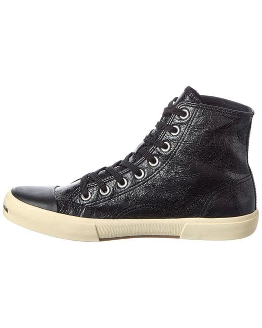 Balenciaga Black Paris Arena High-Top Leather Sneaker for men