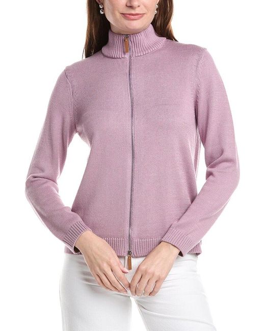 Lafayette 148 New York Purple Fitted Bomber Jacket
