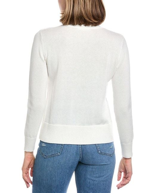 Hannah Rose White Flag Intarsia Cashmere-Blend Sweater