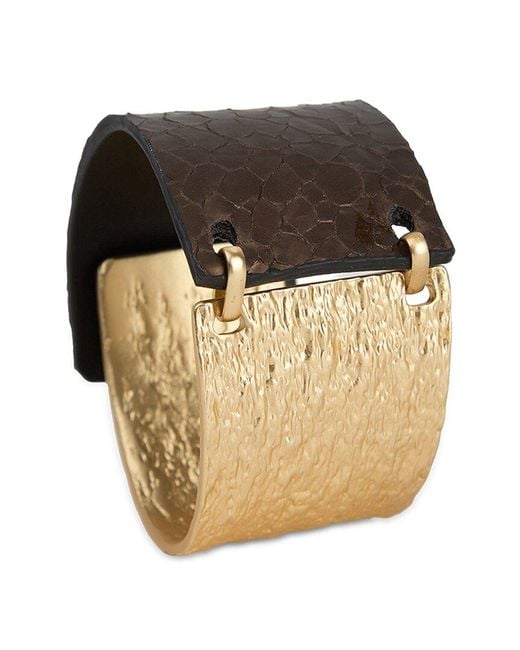 Saachi White Textured Leather Bracelet