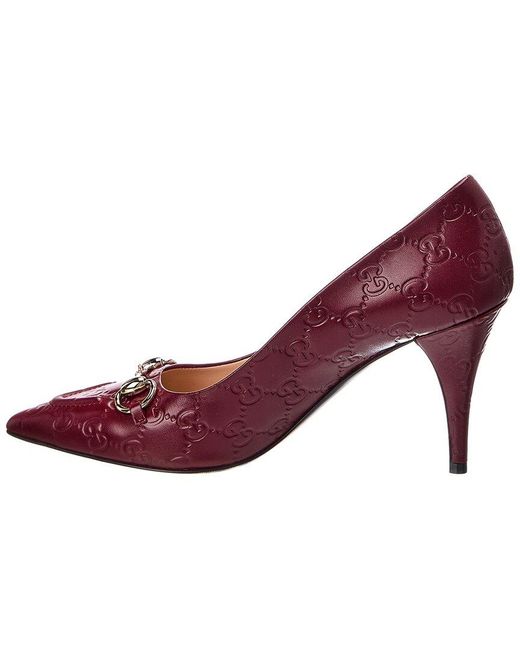 Gucci Pink 90 Gg Horsebit Leather Pump