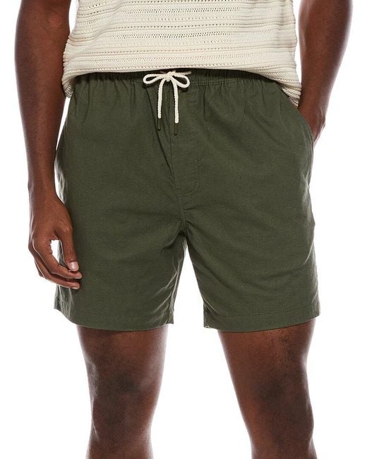 Slate & Stone Green Drawstring Relaxed Linen-Blend Short for men