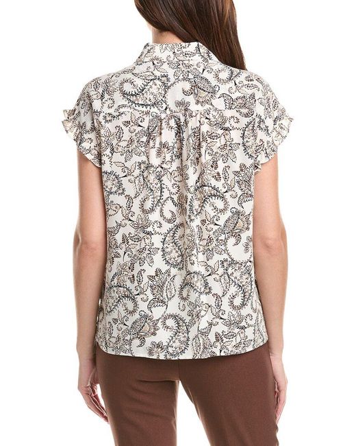 Jones New York White Y Neck Button Blouse