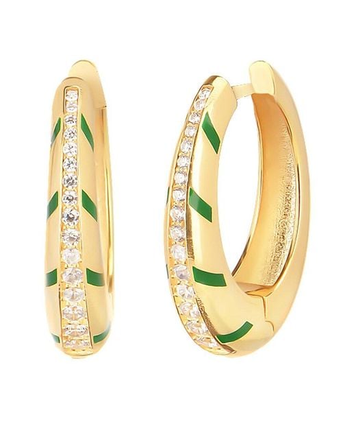 Gabi Rielle Metallic Shining Moment 14k Over Silver Cz Allure Huggie Earrings