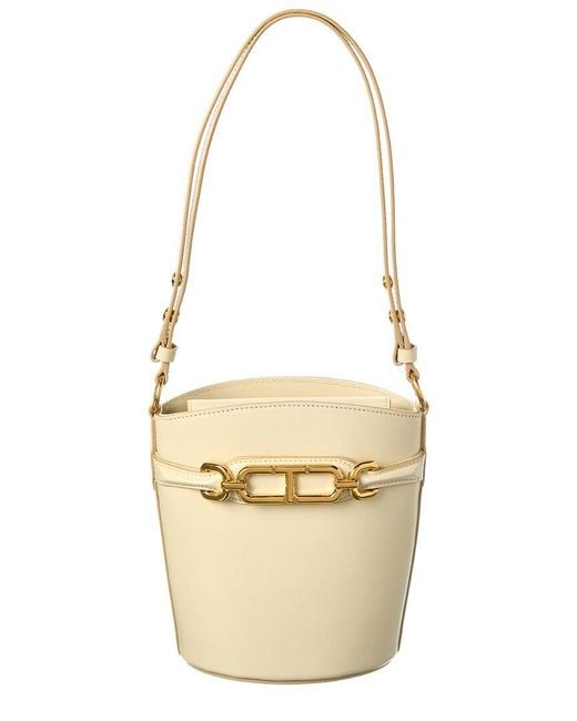 Tom Ford Metallic Logo Small Leather Bucket Bag