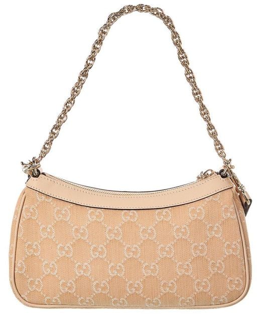 Gucci Natural Small Medium Gg Denim & Leather Shoulder Bag