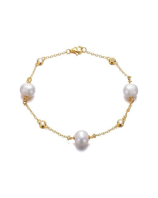 Rachel Glauber White 14k Over Silver 8.5-9mm Pearl Bracelet