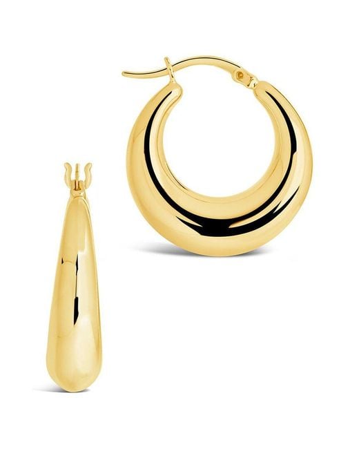 Sterling Forever Metallic 14k Plated Graduated Tube Hoops