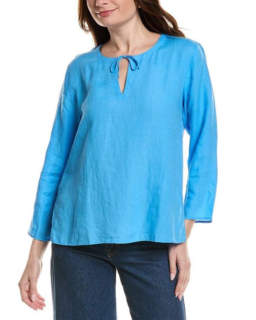 Eileen Fisher Blue Round Neck Top