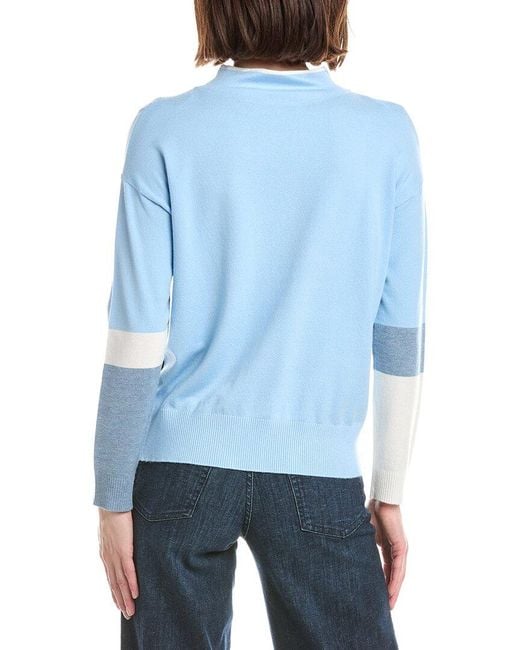 Tahari Blue Modern Colorblock Pullover