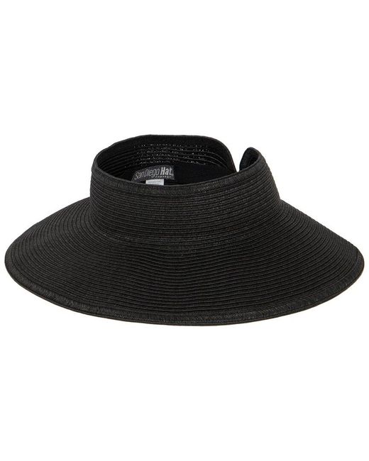 San Diego Hat Black Signature Ultrabraid Large Brim Visor