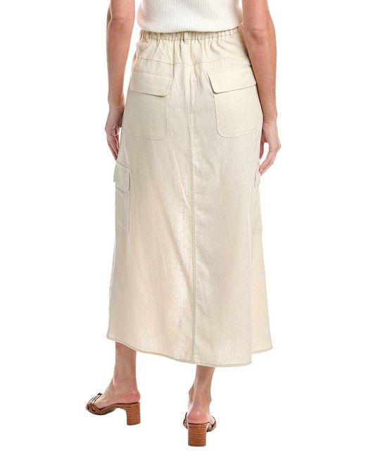 Max Studio Natural Linen-Blend Cargo Maxi Skirt