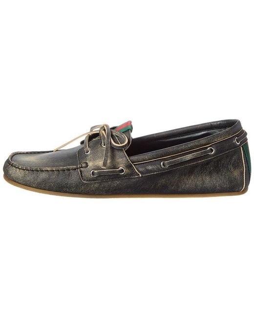 Gucci Brown Gg Logo Leather Loafer for men