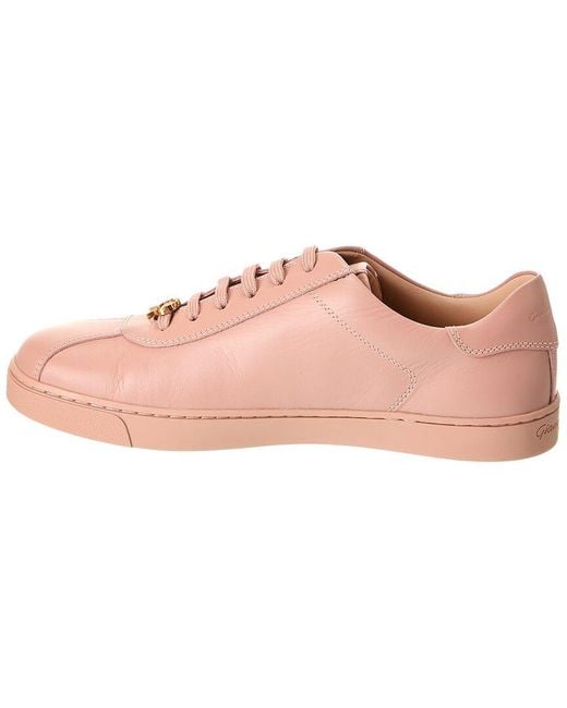 Gianvito Rossi Pink Ribbon Leather Sneaker