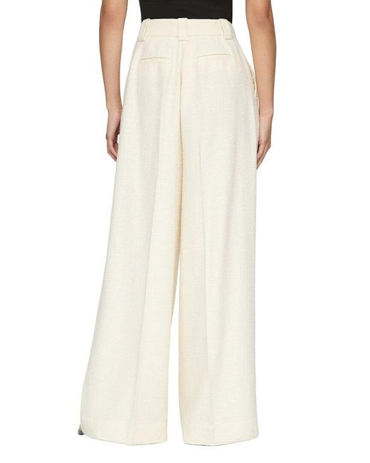 Lafayette 148 New York Natural Wyatt Wool, Linen, & Silk-Blend Wide Leg Pant