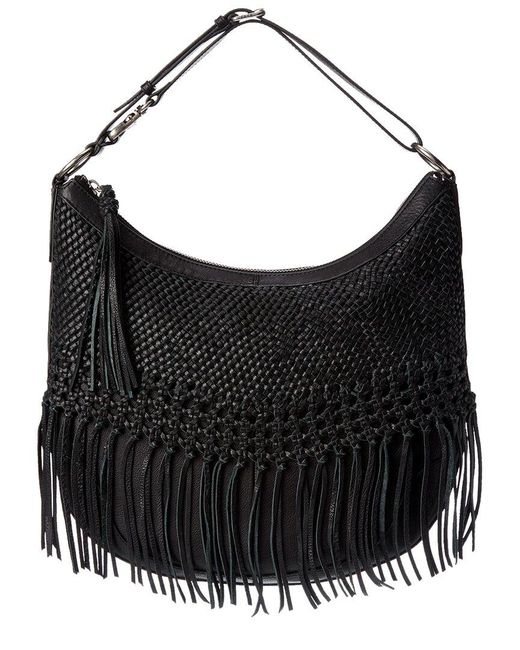 Frye Melissa Woven Large Scooped Leather Hobo in Black | Lyst