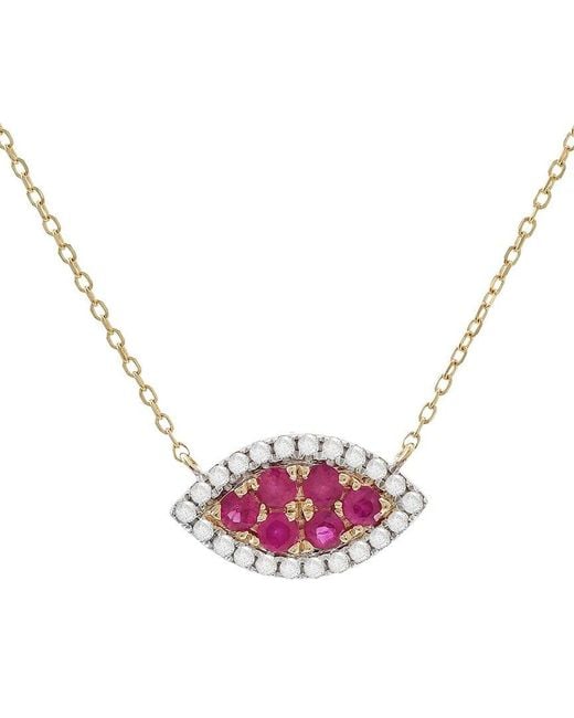 Diamond Select Cuts Pink 0.32 Ct. Tw. Diamond & Ruby 14K Necklace