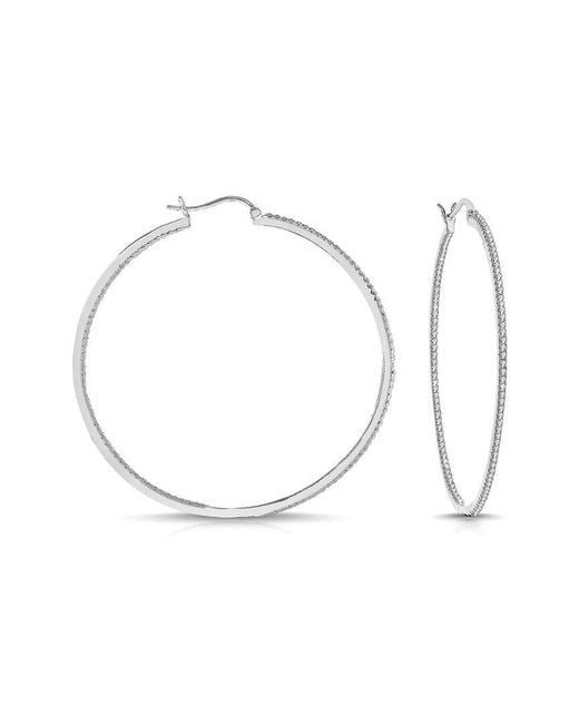 Rachel Glauber White Plated Hoop Earrings