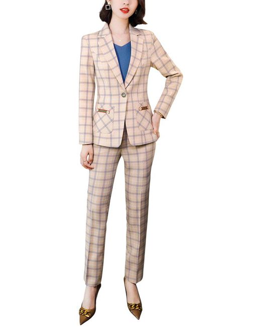 Bossy Chic Natural 2Pc Blazer & Pant Set