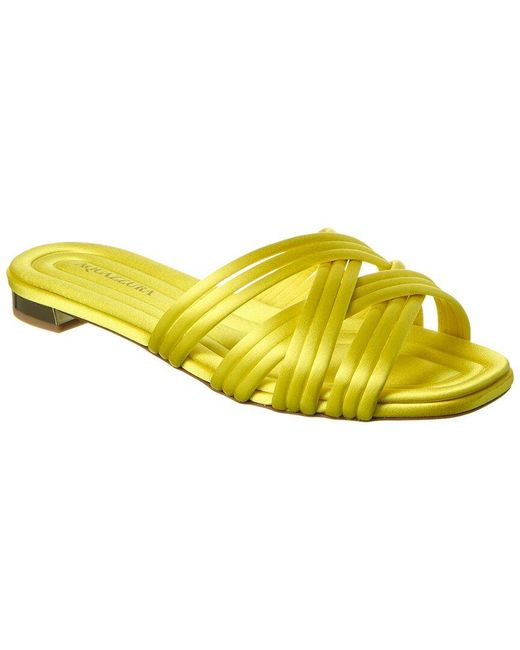 Aquazzura Yellow Oahu Satin Sandal