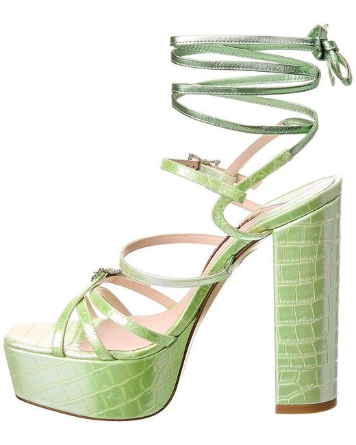 Sophia Webster Green Venus Leather Platform Sandal