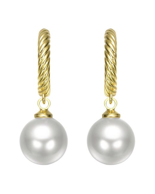 Rachel Glauber Metallic 14K Pearl Dangle Earrings