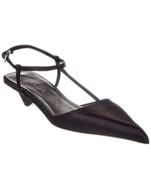 Prada Black Satin Pointy-Toe Pump
