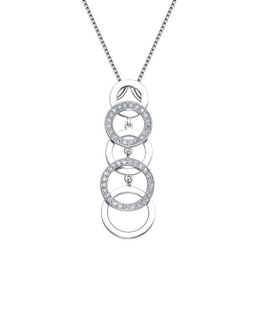 Genevive Jewelry White Silver Cz Pendant
