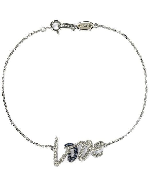 Suzy Levian Metallic Silver Diamond & Sapphire Love Bracelet
