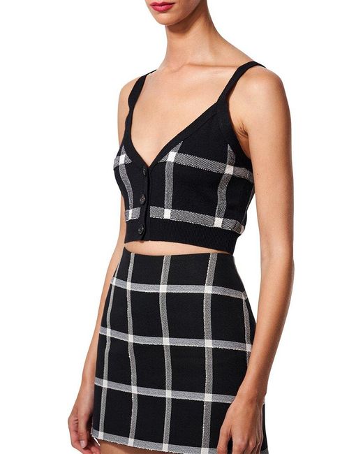 Carolina Herrera Black Button Front Knit Wool & Silk-Blend Cami