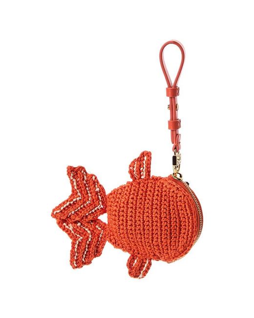 Fendi Red Bff Crochet Coin Purse