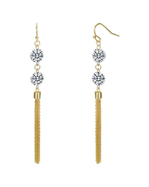Genevive Jewelry White 14K Over Cz Statement Earrings