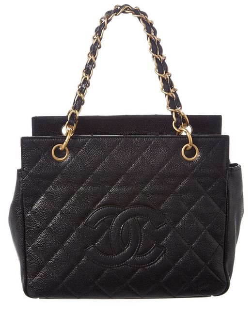 Chanel Black Caviar Leather Petite Timeless Tote | Lyst