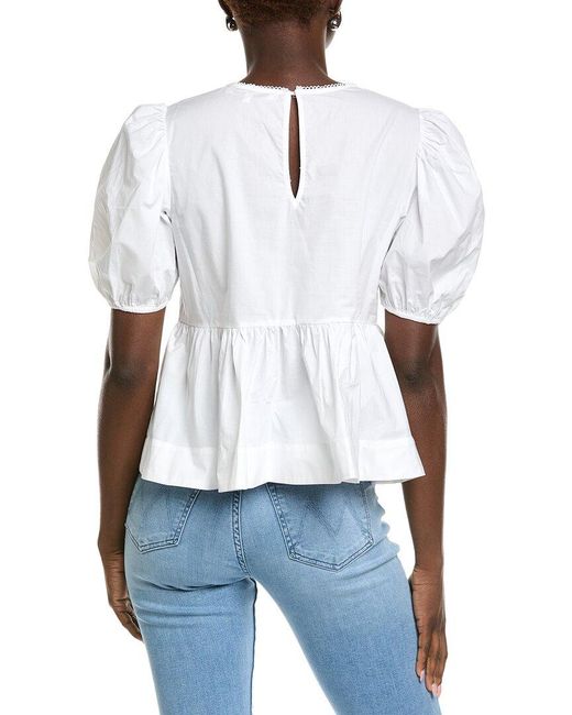 English Factory White Heart Peplum Top