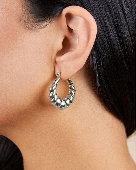 Sterling Forever Metallic Piper Twisted Polished Hoop Earrings